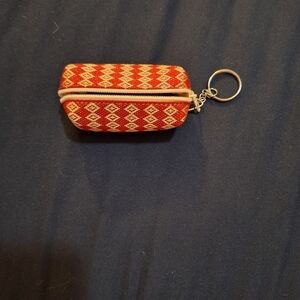 Red and Gold Elephant Keychain Pouch Lipstick Holder